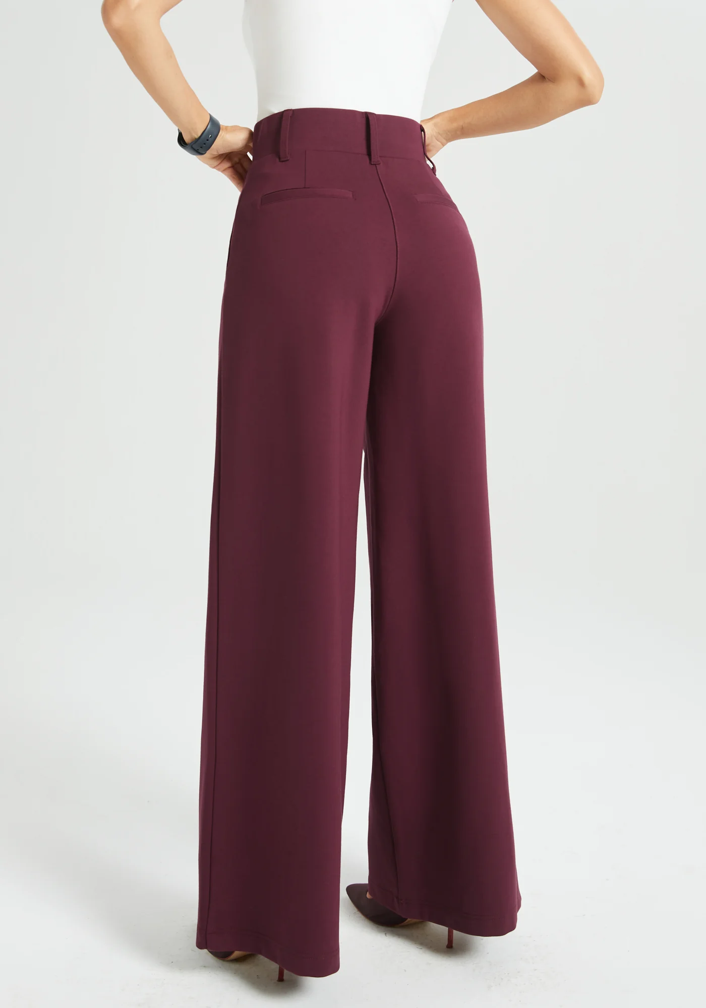 Classic High-Waist DPYP™ Dress Pant Yoga Pants | Wide (Burgundy) - Image 3